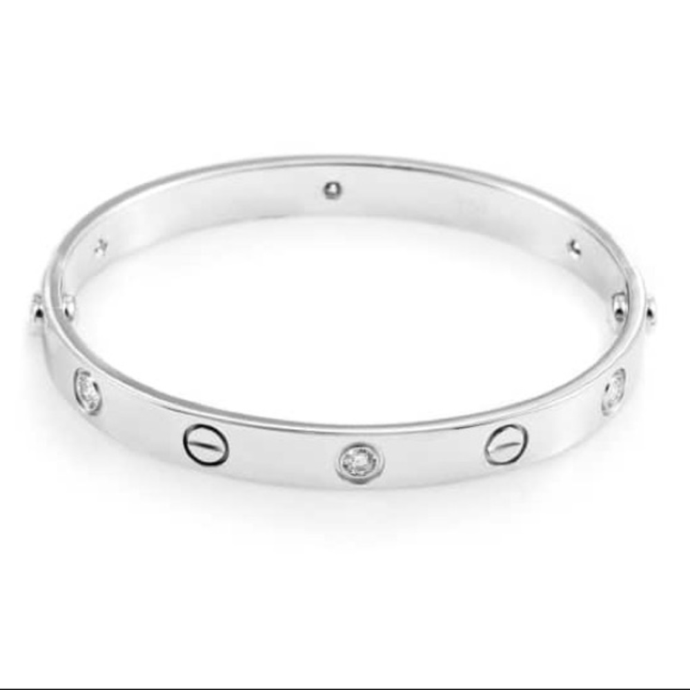 Silver and Crystal Screw Bangle
